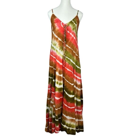 Solitaire LA Women's Multi-Colored Tie Dye Bohemian Maxi Sun Dress Size M/C33 - Picture 1 of 9